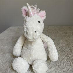 Jellycat Bashful Unicorn Cream White Pink Plush Small 9” Toy