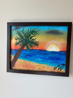 8” x 10” Beach Sunset Acrylic Painting
