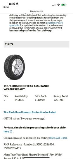 Brand new Goodyear Toyota Prius tires