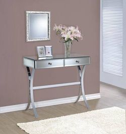Chrome and Mirror Console Table with 2 Drawers $299- Best Deal!
