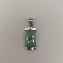 Jade and Silver Pendant (1” Height) - Chinese Word: Blessing - NEW!