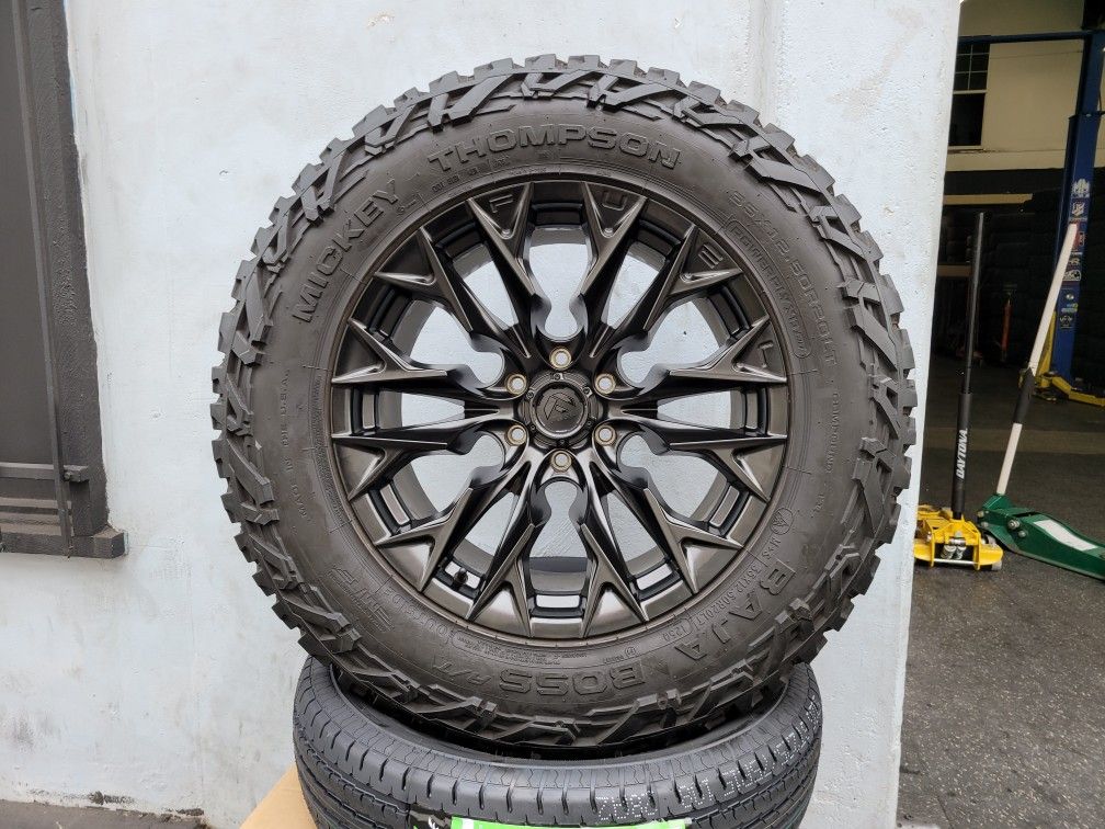 20x10 Fuel Flame w/ 35x12.50 R20 Mickey Thompson Tires for Sale in