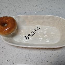 Ceramic Bagel Basket, Never Used In Original Box