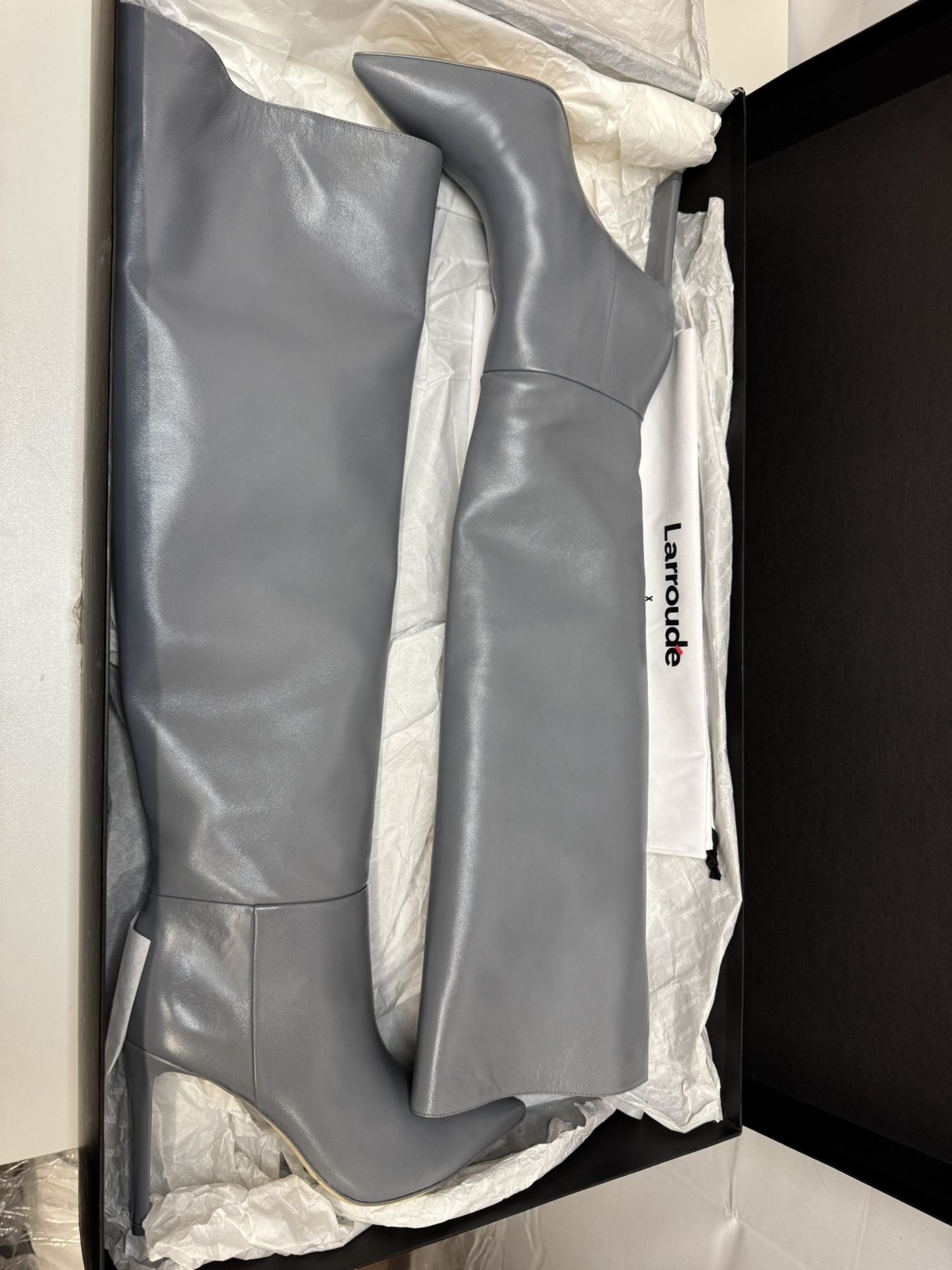 Larroudé x Jennifer Fisher Boot In Cement Grey Leather