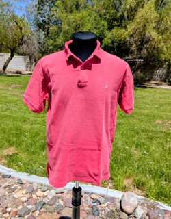 Ralph Lauren Polo Shirt VTG Mens Medium Pink Short Sleeve Cotton Classic Fit GUC