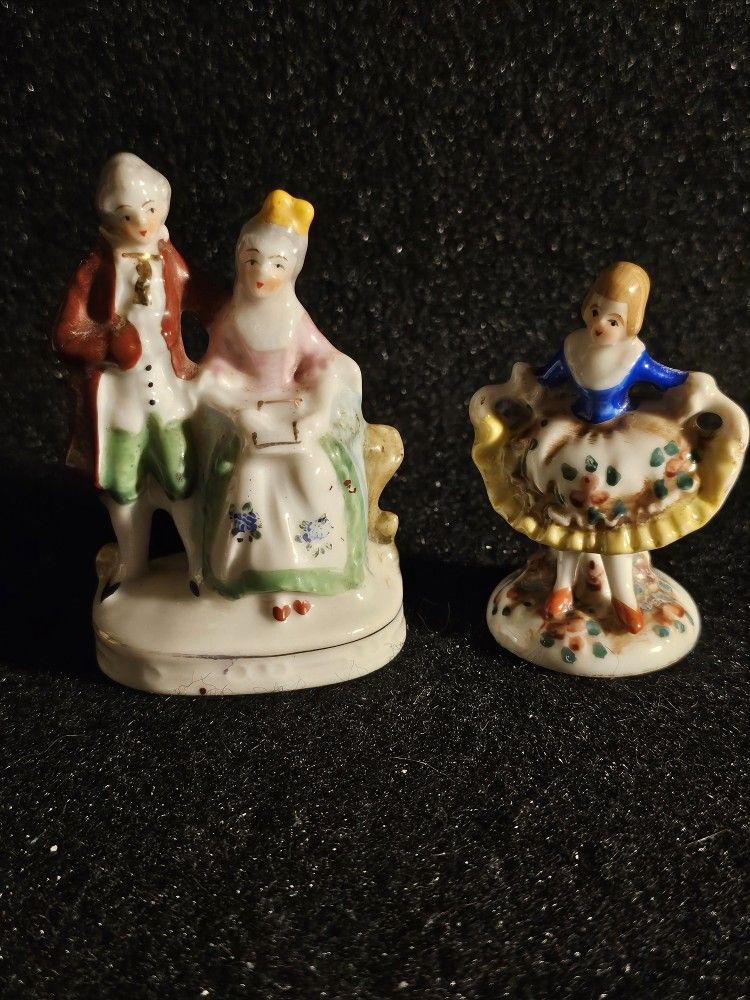Vintage 1950's Japanese Ceramic Figurines, Hand Painted
