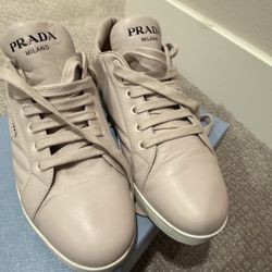Prada Nude Leather Sneakers 38