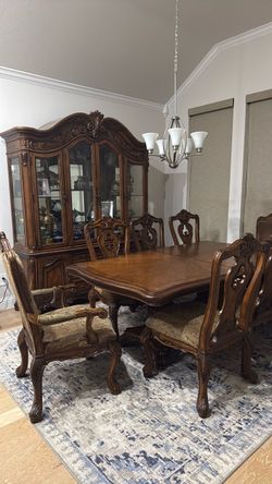 Real oak whole set - dining table & showcase & buffet
