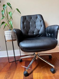 Black Leather Office Chair with Chrome Base