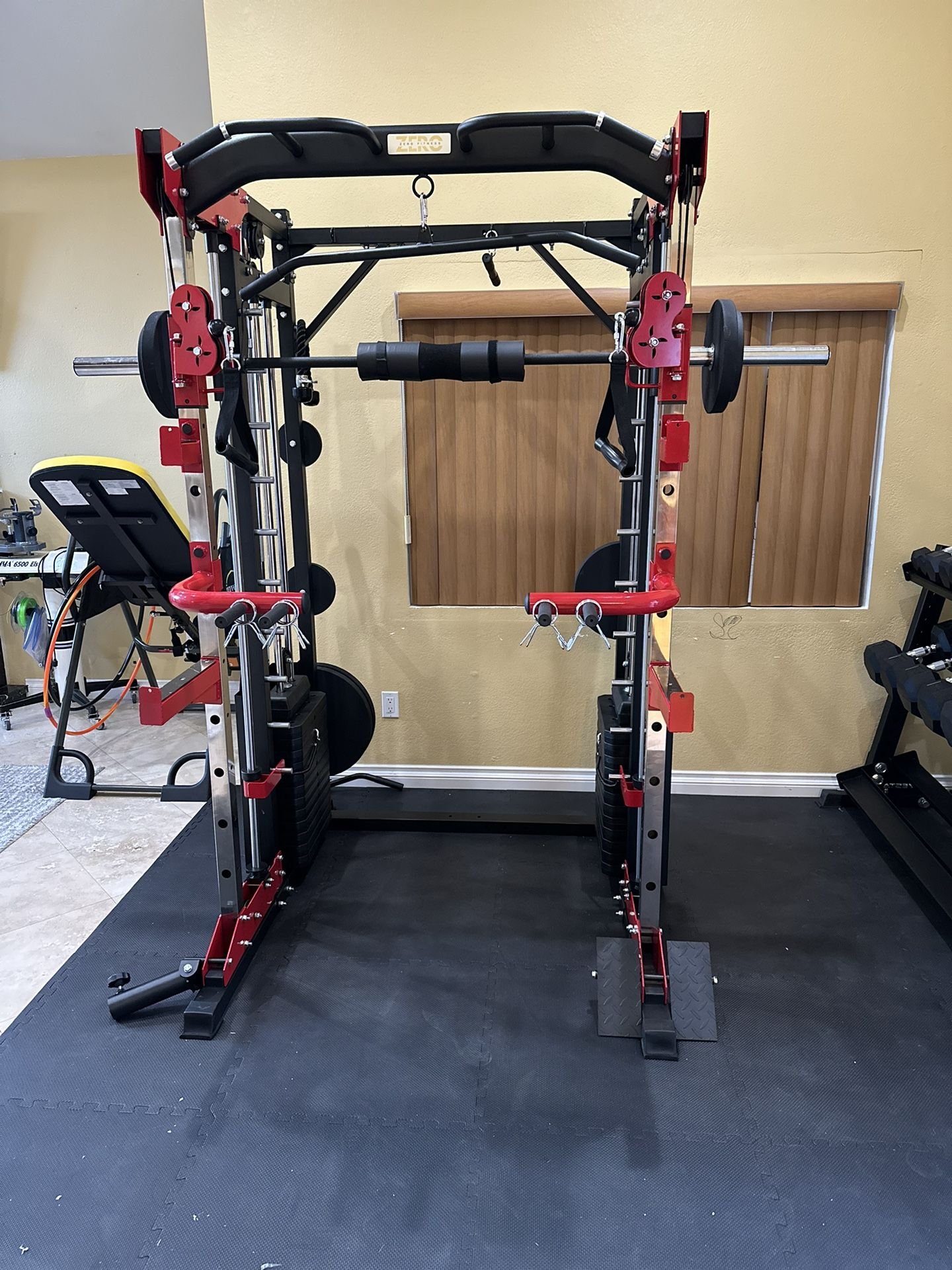 Smith Machine 200 Adjustable Bench 245lb Cast Iron Olympic Weights