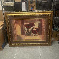 Red Flower Painting Gold Frame