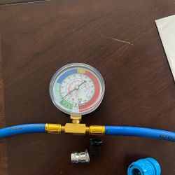 This item is an A/C refrigerant recharge hose kit used to add refrigerant to vehicle or home air-conditioning