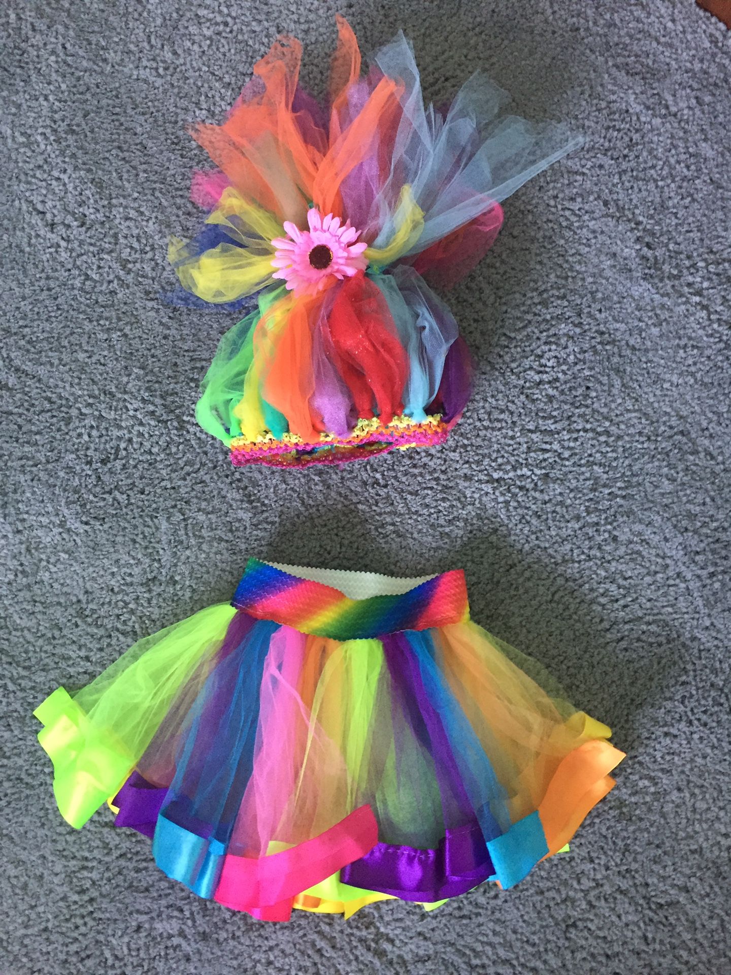 Trolls Costume Wig & Skirt