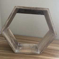 4 Wood Hexagon Shelf 