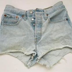 Levi's 501 Women's Denim Shorts Blue Size 26 Casual Cut-Off