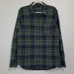 Vans Men’s Green Flannel Plaid Button Down Shirt