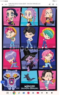 Poster Netflix K-pop demon hunters/chibi grid (check out all the pictures