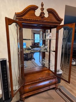 Wood China Cabinet with Glass Doors