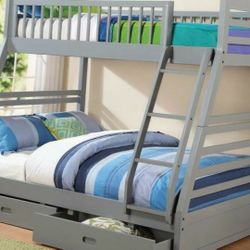 Bunk bed Twin Full with Storage drawers Free Mattress NAVY OR GRAY