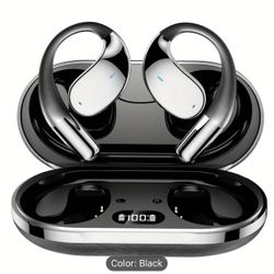 Open Ear Headphones, True Wireless Bone Conduction Earphones, OWS Open Ear Headphones With Earhooks, BT 5.4, Up To 60H Playtime With Case, For Cycling