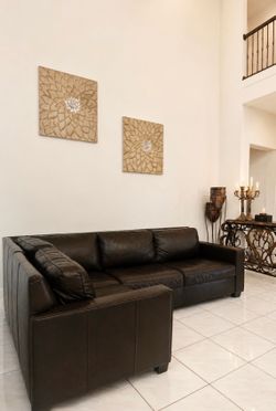 Genuine Leather Sectional Couch Excellent Condition West Elm