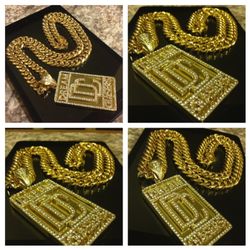 14K Gold Plated Miami Cuban Chain With Dream Chasers Pendant