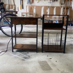Matching End Tables, One With Power And Usb Output