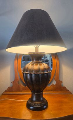 Dark Brown Urn Table Lamp with Dark Brown Faux Suede Shade 31"