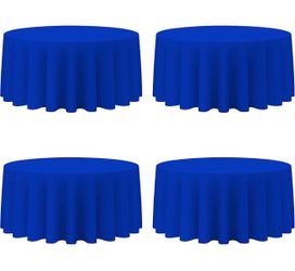 BRILLMAX 4 Pack Royal Blue Round Tablecloths 132 Inch for 72" Tables