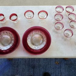 Vintage Tiffin Ruby Flashed Snack Set