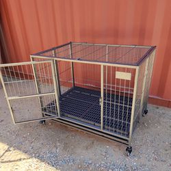 37” Medium Heavy-Duty Dog Cage, Foldable & Stackable, Includes Floor Grids New! 