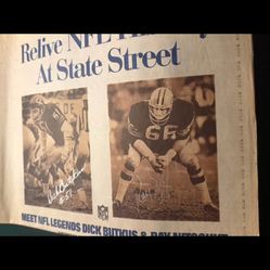 Ray Nitschke& Dick Butkus Signed Newspaper
