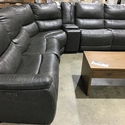 Power Leather Reclining Sectional