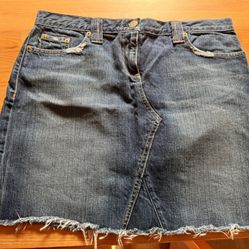 J. Crew Blue Denim Mini Skirt with Raw Hem