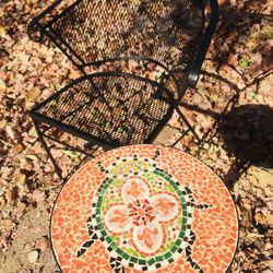 Wrought Iron Table & Chair ( Measurements In Photos 