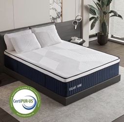 Full Mattress, 14Inch Medium Plush Euro Top Memory Foam Hybrid Mattress, Edge Support & Pressure Relief Individual Pocket Springs Full Size Mattresses