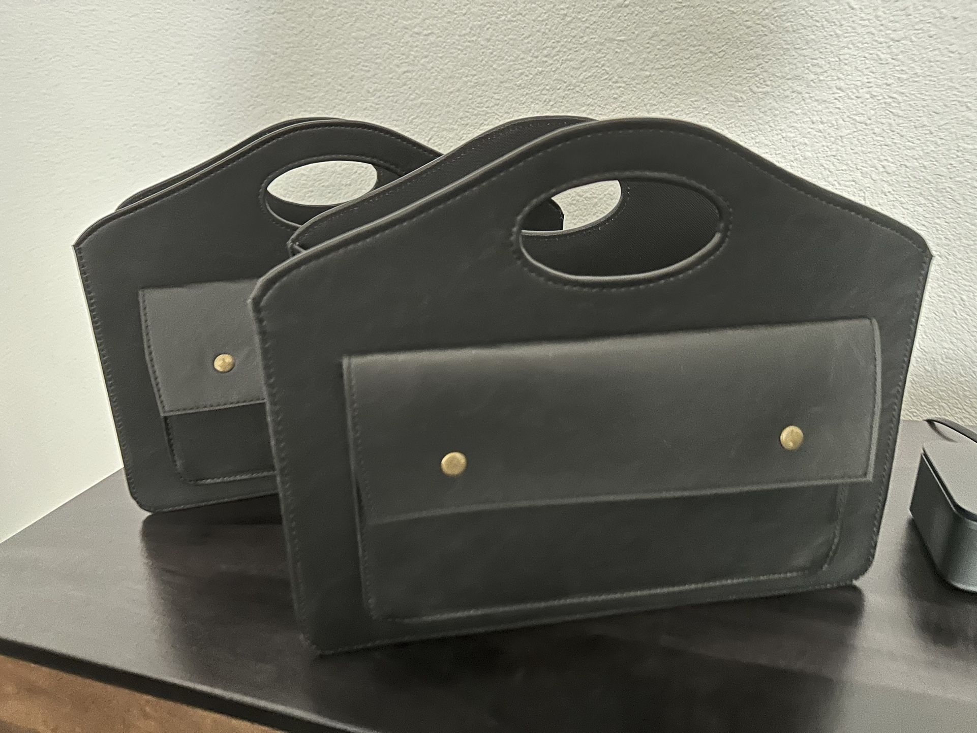 2 Black Magazine Storage Newspaper Baskets Holders 