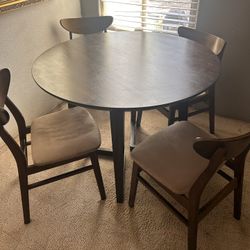 Cozy Round Dining Table Set-Solid Wood Table And 4 Chairs 