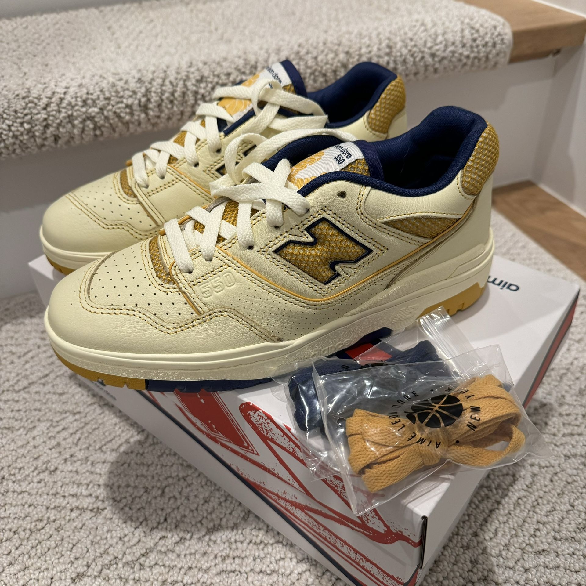 NIB ALD x NB P550 Basketball Oxford Sneakers M 6.5 W8 Aimé Leon Dore New Balance Limited Edition Blue/Yellow SOLD OUT