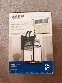 Progress Lighting Canton Heights 12-3/4 in. 1-Light Matte Black Transitional Outdoor Wall Lantern