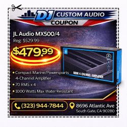 JL Audio MX500/4 Marine Or Powersports Compact 4 Channel Amplifier 1000 Watts 🚨 Payment Options Available 🚨 No Credit Needed 🚨 