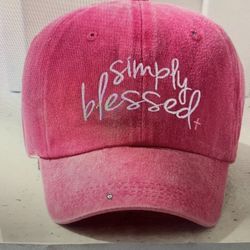 Simply Blessed Embroidery Baseball Cap - Distressed Solid Color Dad Hat For Women & Men  - Adjustable Sun Protection  Hat