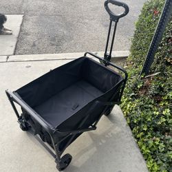 Collapsible Folding Wagon with Adjustable Handle Foldable Utility Wagon Cart with 2 Drink Holders