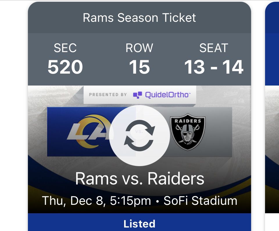Raiders Vs Rams 2 Tix
