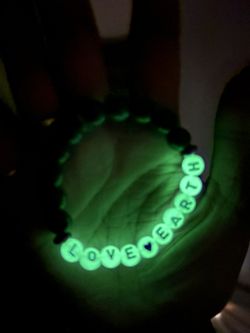 6” Chrysocolla Beaded Glow-in-the-dark “Love Earth” Bracelet