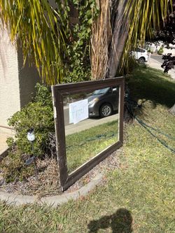Free Mirror with Dark Wood Frame