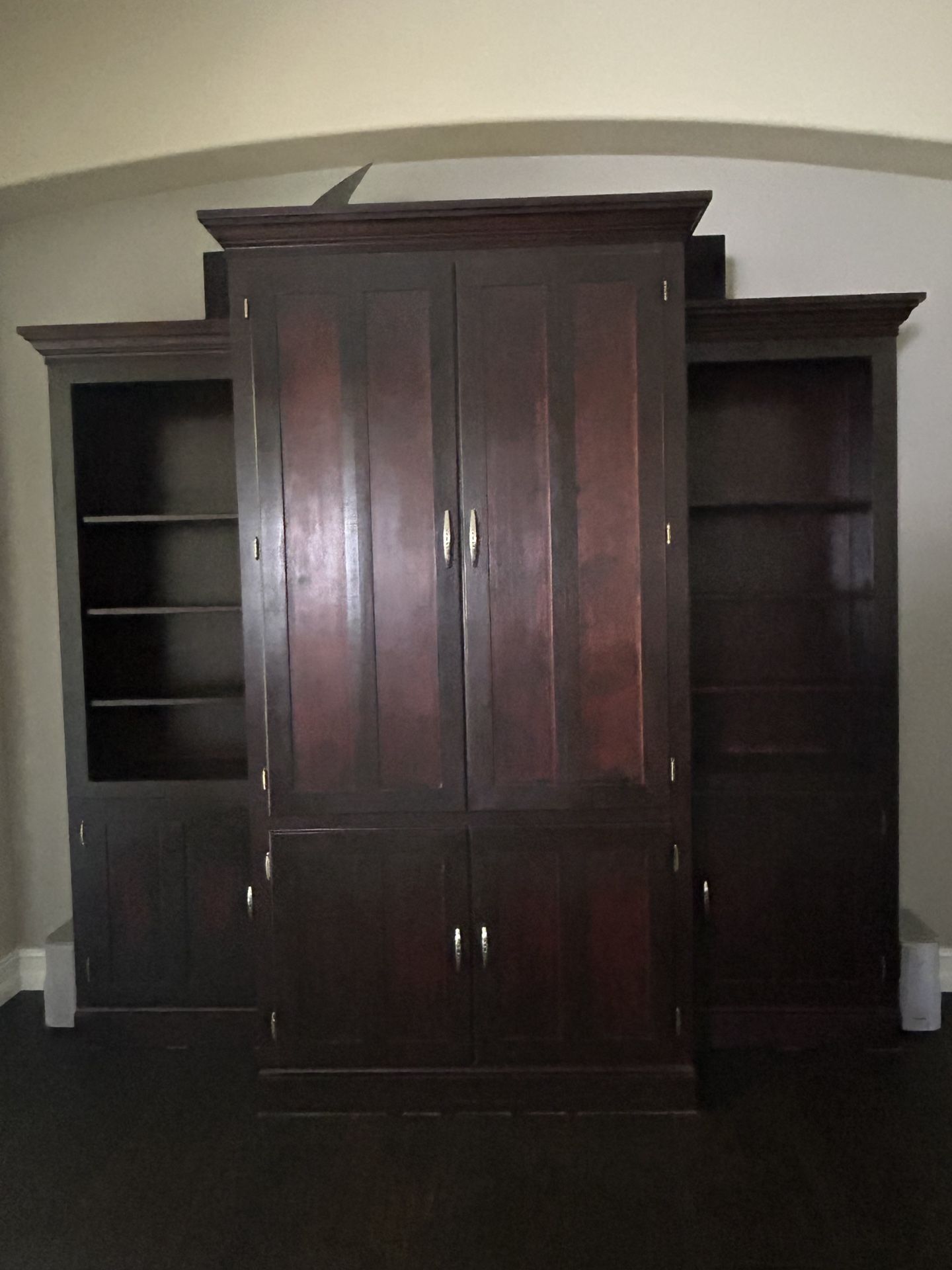 Custom-Made Real Wood Three Piece Entertainment Center