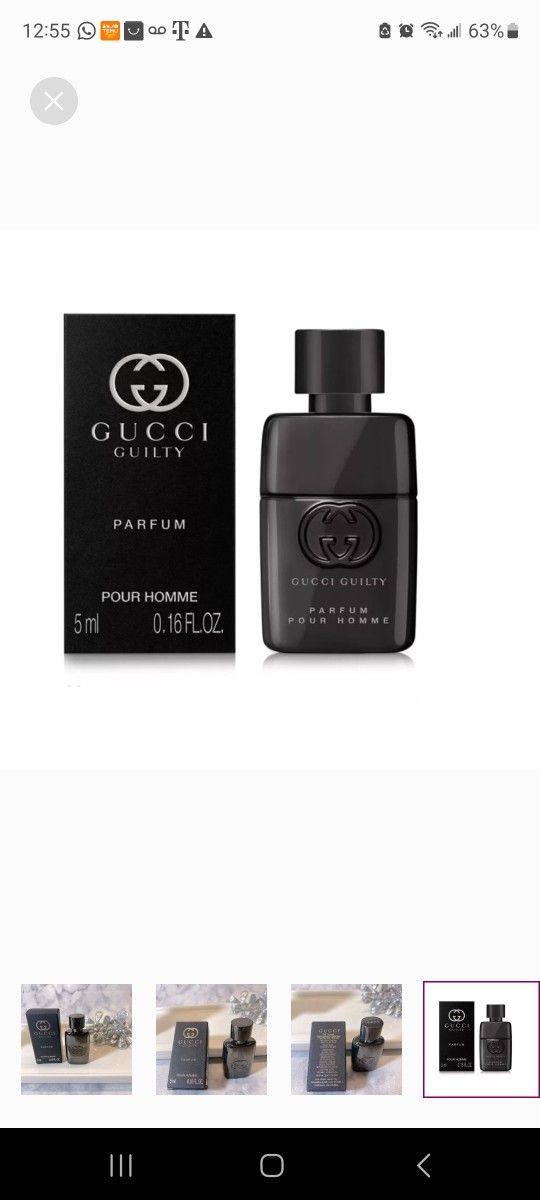 Gucci Guilty Pour Homme Parfum, Amber, Woody, NEW - Mini 0.16 oz. 5 ml.