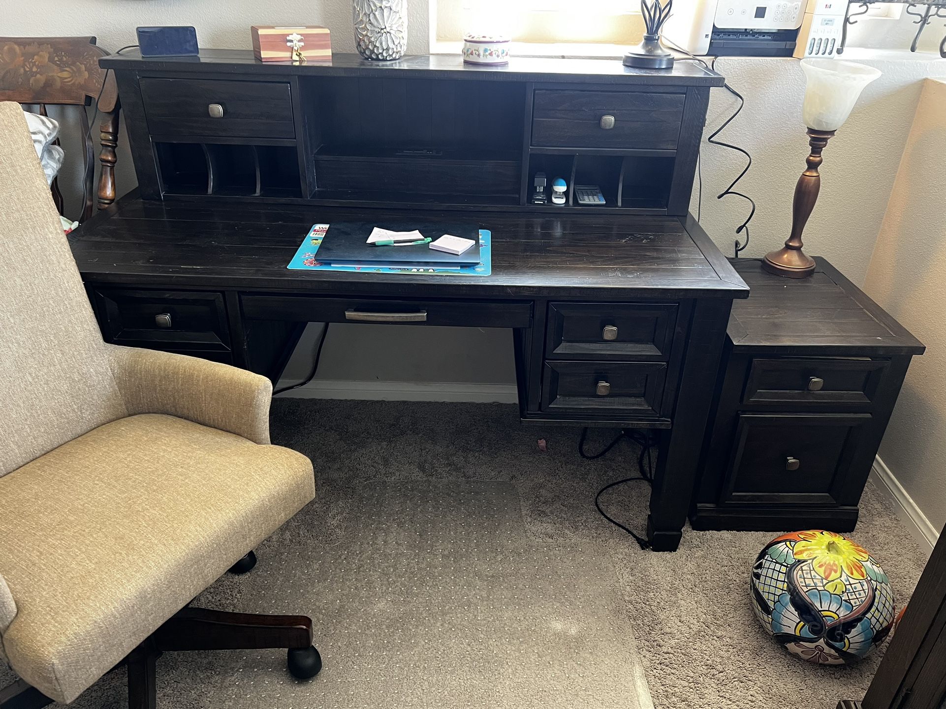 Desk, File Cabinet, Credenza, Chair