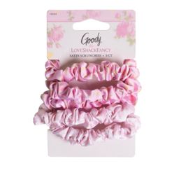 Goody x LoveShackFancy Skinny Satin Scrunchies Medium Rosa Beaux 5ct